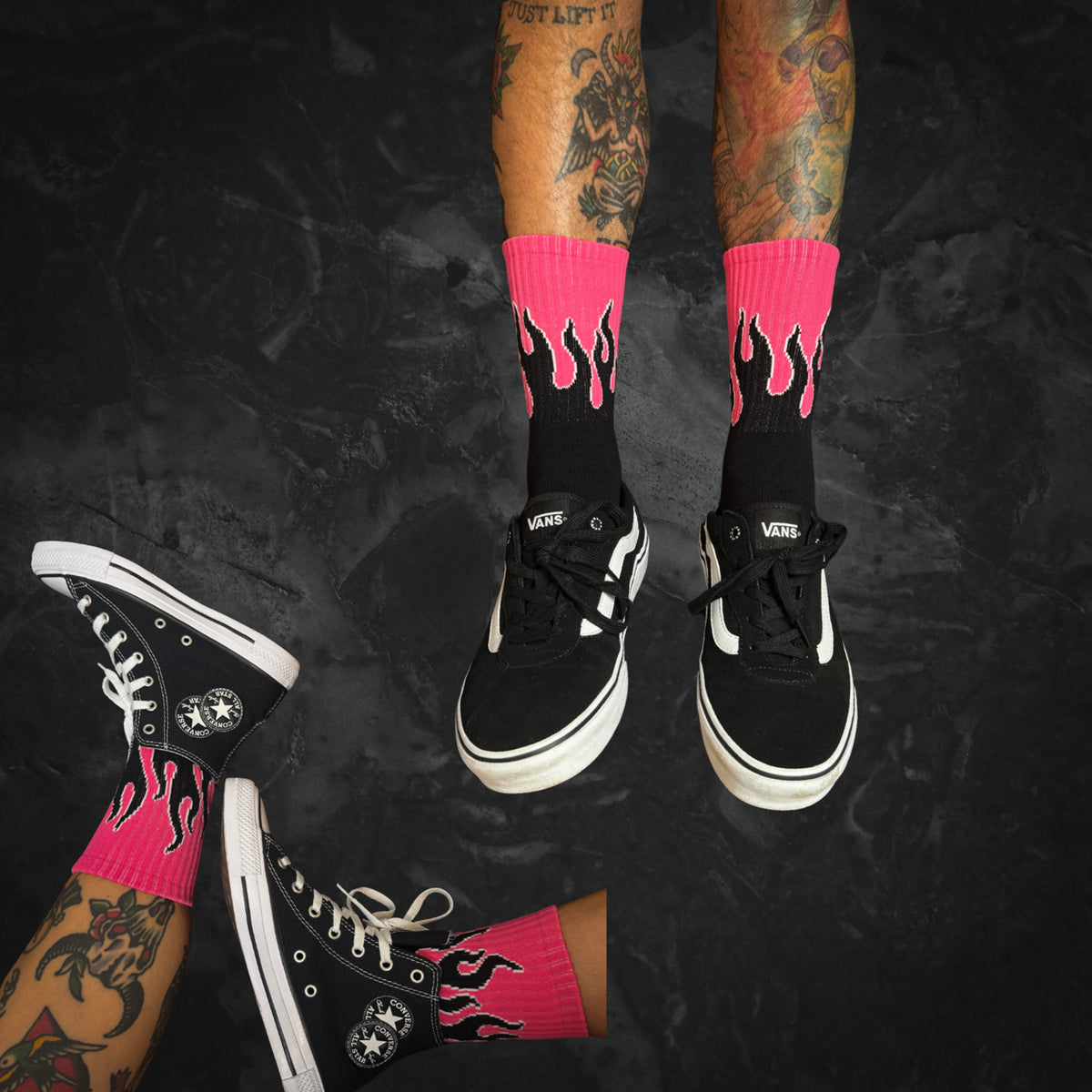flame edit sports socks — pink