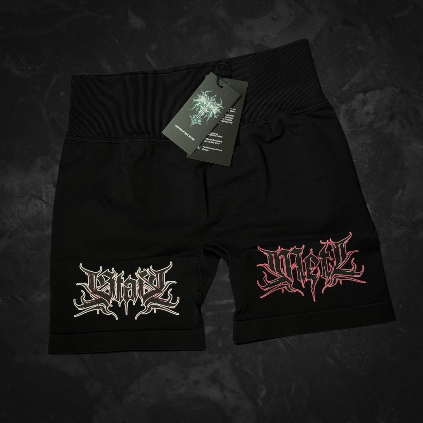 stay metl scrunch shorts — pink