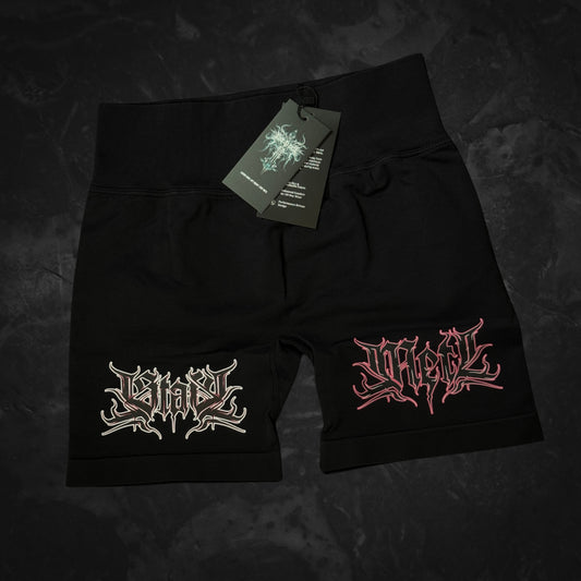stay metl scrunch shorts — pink